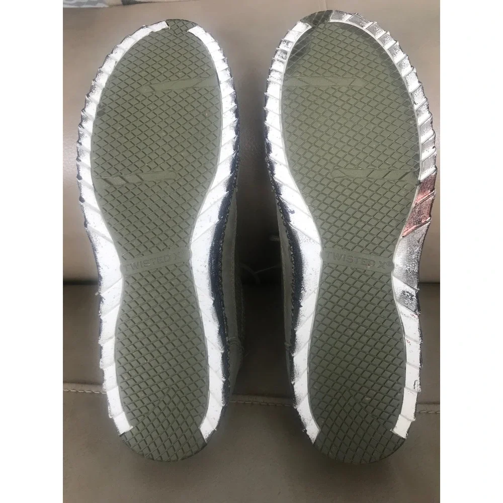 Twisted X Mens MZX0009 Driving Moc Shoes Sage Green Leather Fabric Sz 9 LIKE NEW